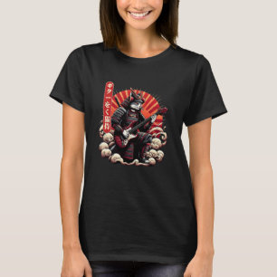 Japanese Ukiyo-E Samurai Cat Playing The Electric T-Shirt