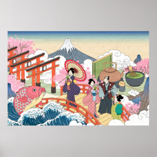 Japanese Ukiyo-e Style  Poster