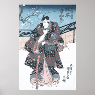 Japanese Ukiyo-e Winter Kabuki Ator by Kunisada Poster
