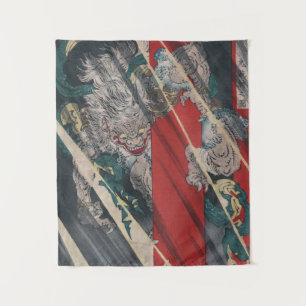 Japanese Ukiyo-e Yokai Ibaraki Demon by Yoshitoshi Tapestry