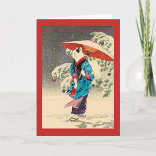 Japanese ukiyoe cat christmas & Holiday
