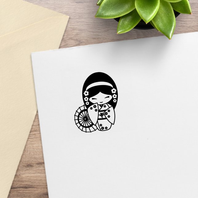 Japanese Umbrella Geisha Girl in Kimono 2 Rubber Stamp (Creator Uploaded)