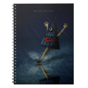 Japanese Umbrella Ghost Rainy Day Personalised Notebook