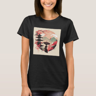 Japanese Umbrella Lady cherry blossom mountain vie T-Shirt