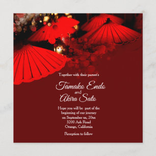 Japanese Umbrellas Custom Wedding Invitation