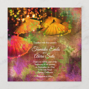 Japanese Umbrellas Custom Wedding Invitation