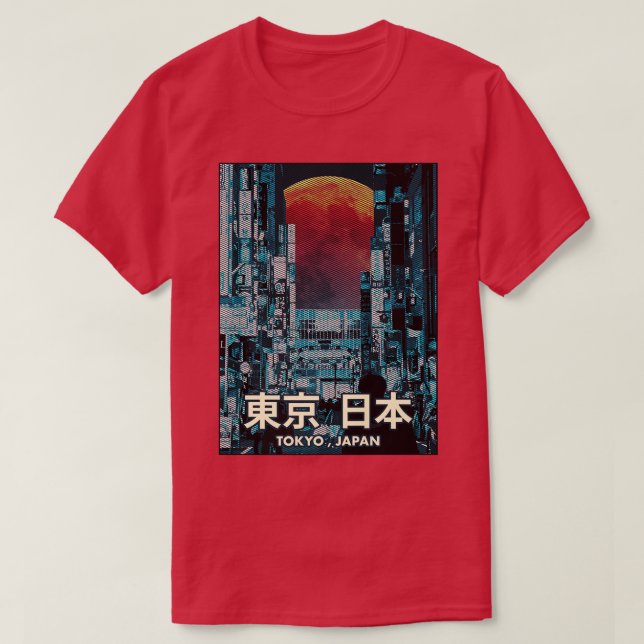 Japanese Vaporwave Aesthetic Moon Tokyo Japan Cele T-Shirt (Design Front)