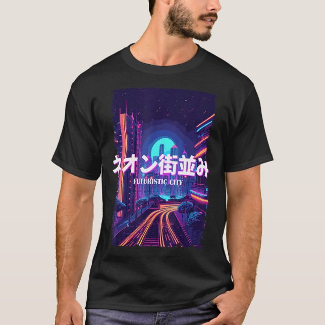 Japanese Vaporwave City Futurism Cyber Vaporwave A T-Shirt (Front)