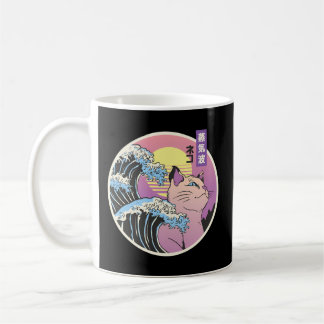 Japanese Vaporwave Japan Style Cat Great Wave Of K Coffee Mug