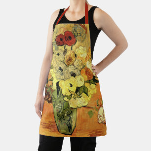 Japanese Vase, Roses, Anemones by Vincent van Gogh Apron