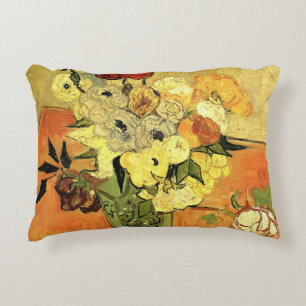 Japanese Vase, Roses, Anemones by Vincent van Gogh Decorative Cushion