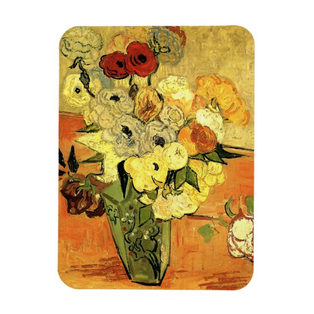 Japanese Vase, Roses, Anemones by Vincent van Gogh Magnet (Vertical)