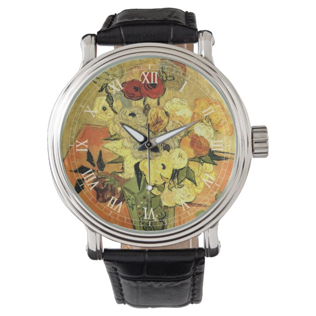 Japanese Vase, Roses, Anemones by Vincent van Gogh Watch (Front)