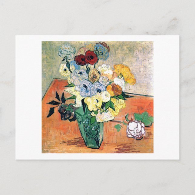 Japanese Vase Roses Anemones Van Gogh Fine Art Postcard (Front)