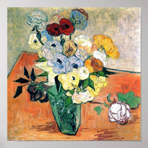 Japanese Vase Roses Anemones Van Gogh Fine Art Poster