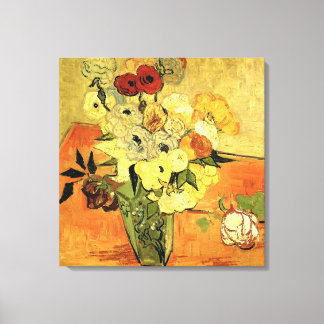 Japanese Vase with Roses and Anemones by van Gogh Canvas Print
