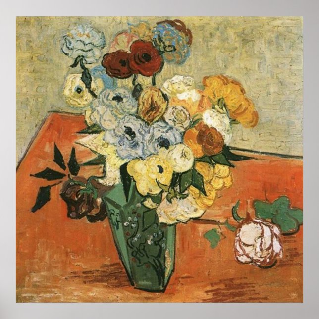 Japanese Vase with Roses by Vincent van Gogh Poster (Front)