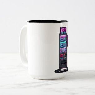 Japanese Vending Machine Cyberpunk Pixel Art Two-Tone Coffee Mug