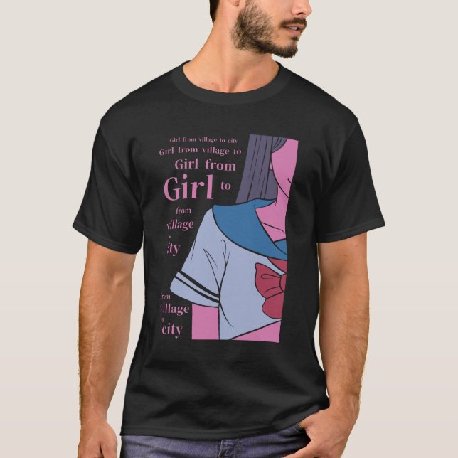 Japanese Village Girl Anime T-Shirt (Front)