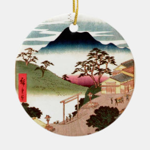 Japanese Village with Mountain Ceramic Tree Decoration