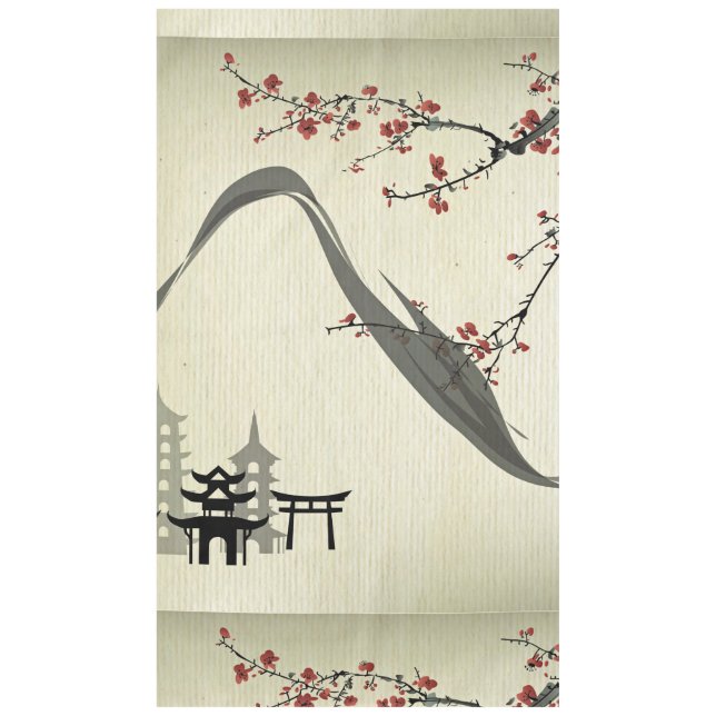 Japanese,vintage,cherry blossom,water colour,art, tablecloth (Front)