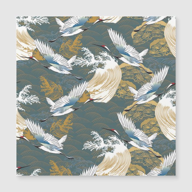 Japanese Vintage Crane Birds Pattern (Front)