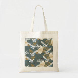 Japanese Vintage Crane Birds Pattern Tote Bag