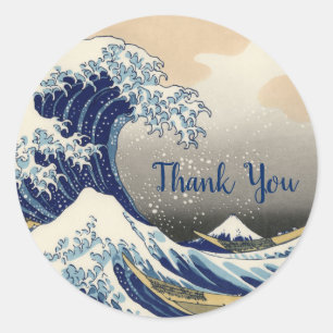 Japanese Vintage Great Wave Thank You Classic Round Sticker