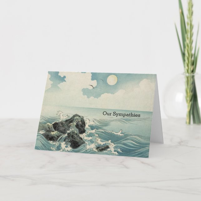 Japanese Vintage Ocean Artwork Sympathy Card (Front)