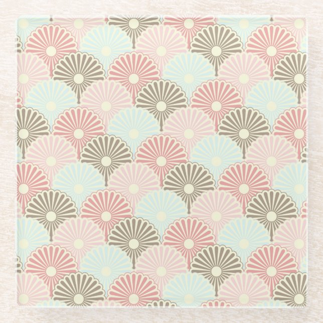 Japanese vintage pattern glass coaster (Front)