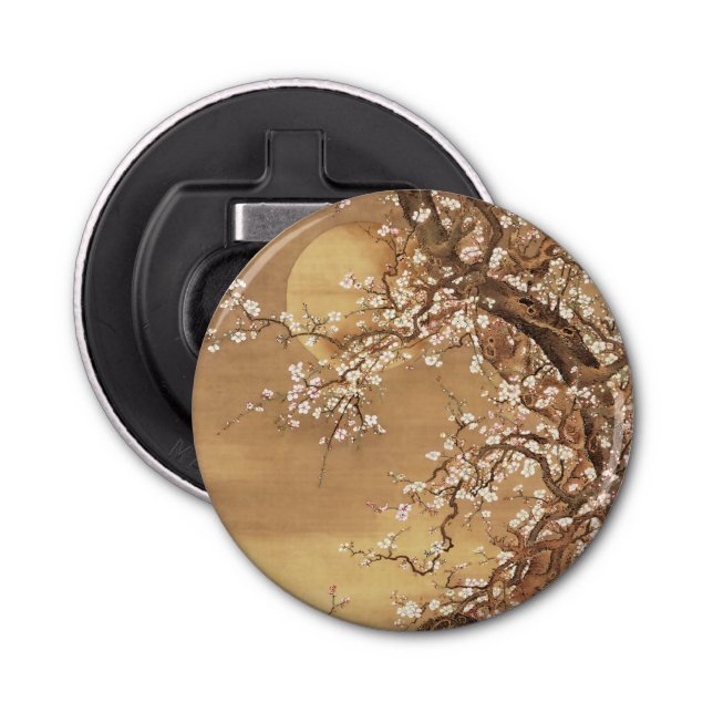 Japanese vintage plum blossoms in moonlight bottle opener (Front)