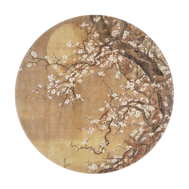 Japanese vintage plum blossoms in moonlight cutting board (Front)