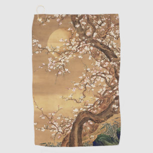 Japanese vintage plum blossoms in moonlight golf towel