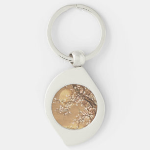 Japanese vintage plum blossoms in moonlight key ring