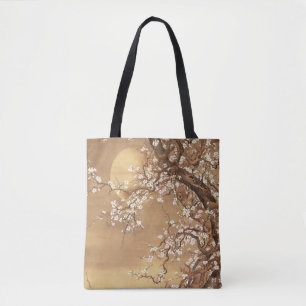 Japanese vintage plum blossoms in moonlight tote bag