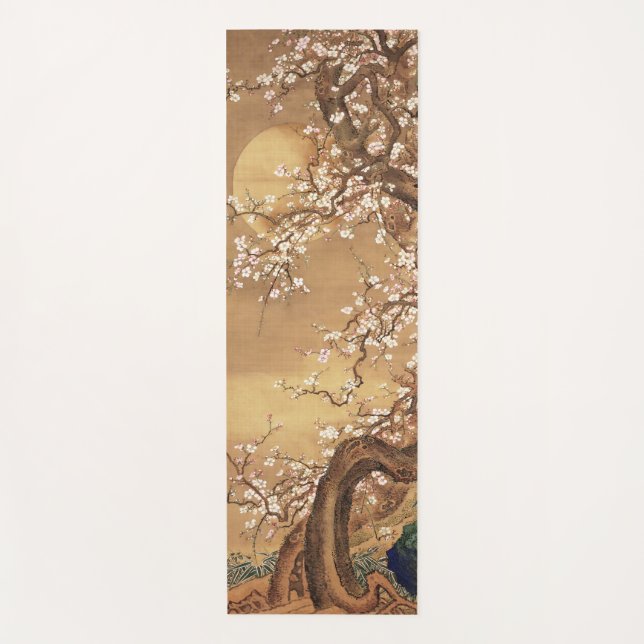 Japanese vintage plum blossoms in moonlight yoga mat (Front)