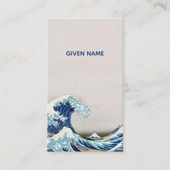 Japanese Vintage Style Great Wave Business Card (Front)