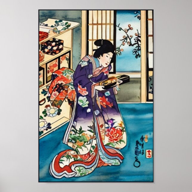Japanese Vintage Ukiyo-e Geisha by Utagawa Poster (Front)