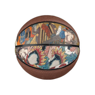 Japanese vintage ukiyo-e samurai portraits art mini basketball