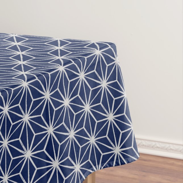 Japanese wagara asanoha geometric blue white decor tablecloth (In Situ)