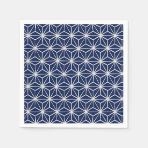 Japanese wagara asanoha geometric blue white napkin
