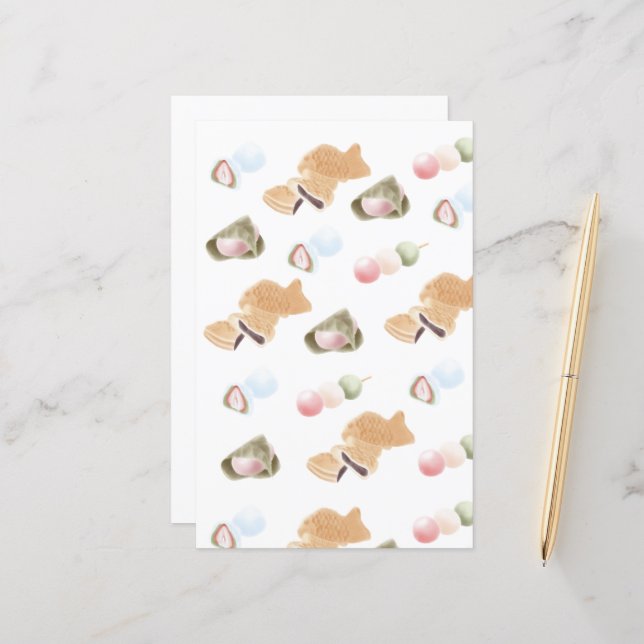 Japanese Wagashi Pattern Paper Sheets (Front/Back In Situ)
