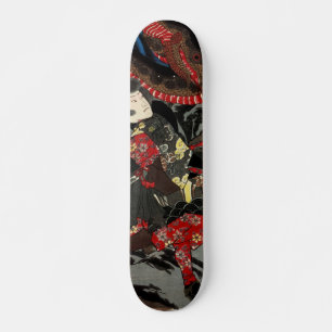 Japanese warrior fighting giant snake skateboard