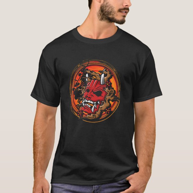 Japanese Warrior Mask Mempo Samurai Shinobi Warrio T-Shirt (Front)