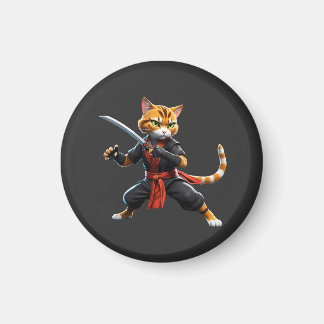 Japanese Warrior Ninja Cat Magnet