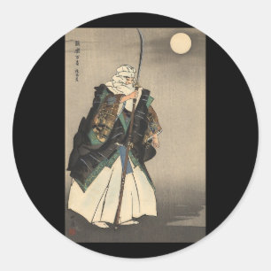 Japanese Warrior Painting. Circa 1922 Classic Round Sticker