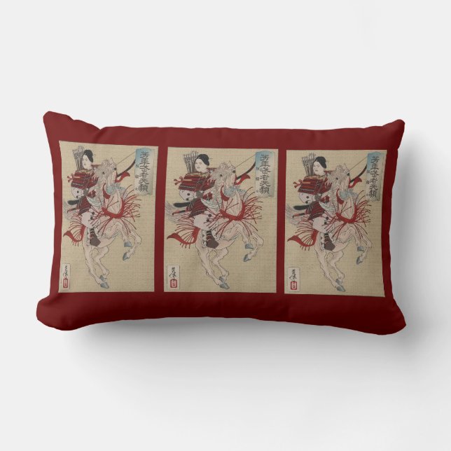 Japanese warrior red throw pillow (Front)