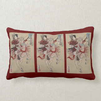 Japanese warrior red throw pillow