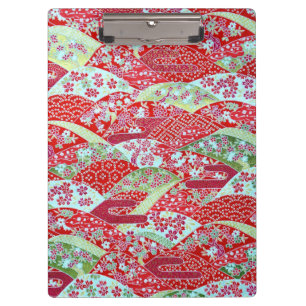 Japanese Washi Red Floral Origami Yuzen Clipboard