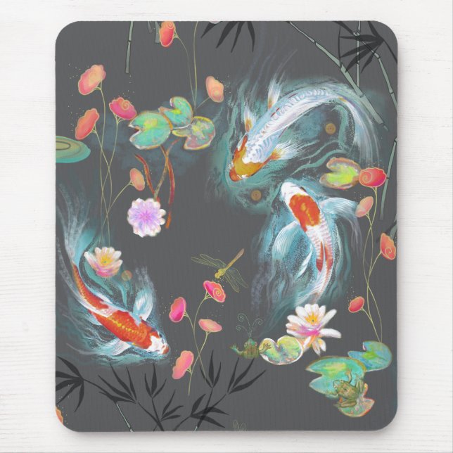 Japanese Water Garden Charcoal Mouse Pad (Front)